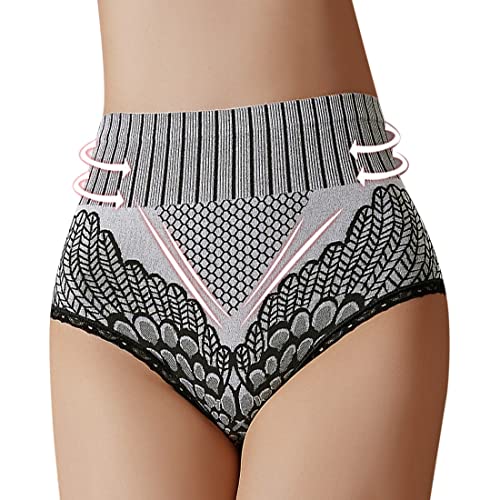 MoneRffi Damen Unterhosen Baumwolle Frauen Höschen Slips Hoher Taille Taillenslip für Frauen Sport Bauch Unterwäsche Yoga Running Triangle Slips Hip Lifting Höschen Unterhose(Grau，L) von MoneRffi