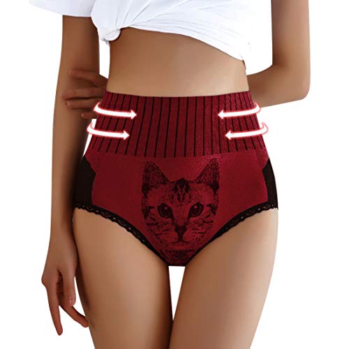 MoneRffi Damen Unterhosen Baumwolle Frauen Höschen Slips Hoher Taille Taillenslip für Frauen Sport Bauch Unterwäsche Yoga Running Triangle Slips Hip Lifting Höschen Unterhose(Rot#3，3XL) von MoneRffi