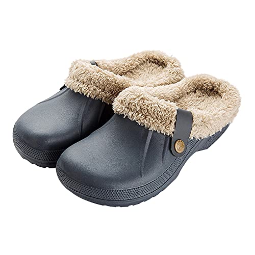 MoneRffi Winter Clogs Gefüttert Damen Herren Gartenclogs Warme Plüsch Hausschuhe Unisex Paare Weiche Bequeme Rutschfeste Gartenschuhe Winterschuhe von MoneRffi
