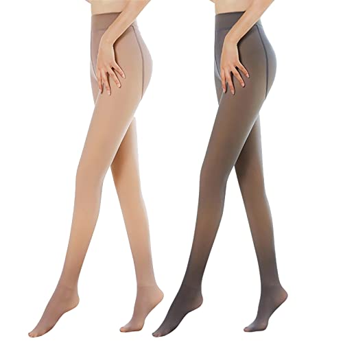 MoneRffi Damen Winterleggings Thermo Strumpfhose, Winter Thermostrumpfhosen Gefütterte Leggings, Fleece Gefälschte Durchscheinend Dicke Pantyhose, Warme Plüschstrümpfe Tights Winterstrumpfhose von MoneRffi