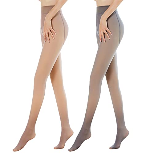 MoneRffi Damen Winterleggings Thermo Strumpfhose, Winter Thermostrumpfhosen Gefütterte Leggings, Fleece Gefälschte Durchscheinend Dicke Pantyhose, Warme Plüschstrümpfe Tights Winterstrumpfhose von MoneRffi