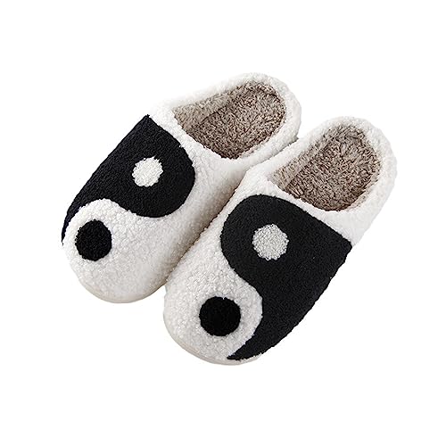 MoneRffi Neuheit Hausschuhe für Damen Herren, Retro Winter Warme Plüsch Pantoletten, Niedliche Flauschige Hauspantoffeln Slippers, mit Rutschfester Sohle von MoneRffi