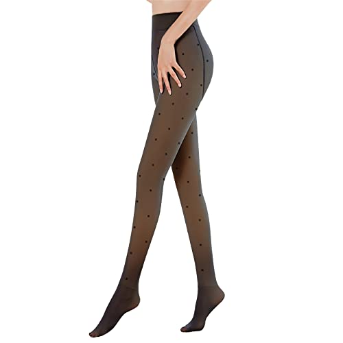 MoneRffi Strumpfhosen Damen Transparent Halterlose, Hohe Taille Elastizität Fleece Strumpfhose, Fake Durchscheinende Wärme Leggings Verdickte Fleece Pantyhose von MoneRffi