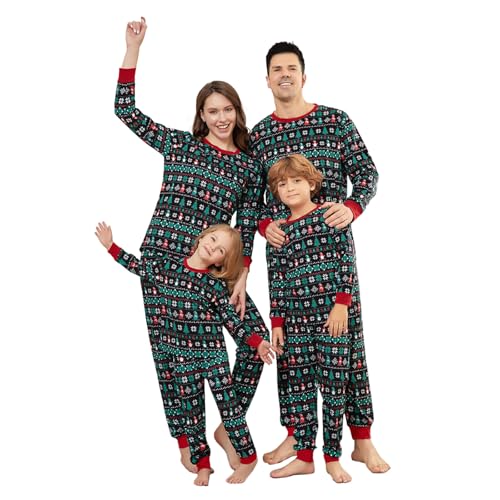 MoneRffi Weihnachten Familie Pyjama Set, Passender Weihnachtspyjama Paare Familien-Schlafanzug, Christmas Nachtwäsche Lang Outfit Winter Damen Herren Kinder Family Schlafanzügeset(53,Herren) von MoneRffi