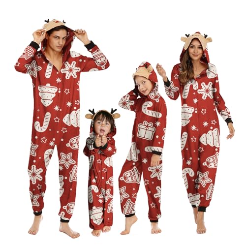 MoneRffi Weihnachten Familie Pyjama Set, Passender Weihnachtspyjama Paare Familien-Schlafanzug, Christmas Nachtwäsche Lang Outfit Winter Damen Herren Kinder Family Schlafanzügeset(59,Herren) von MoneRffi