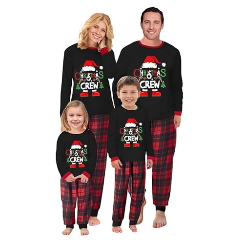 MoneRffi Weihnachten Familie Pyjama Set, Passender Weihnachtspyjama Paare Familien-Schlafanzug, Christmas Nachtwäsche Lang Outfit Winter Damen Herren Kinder Family Schlafanzügeset (31 Damen) von MoneRffi
