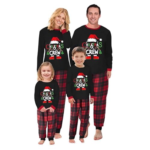 MoneRffi Weihnachten Familie Pyjama Set, Passender Weihnachtspyjama Paare Familien-Schlafanzug, Christmas Nachtwäsche Lang Outfit Winter Damen Herren Kinder Family Schlafanzügeset (31 Kinder) von MoneRffi