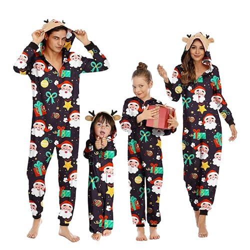 MoneRffi Weihnachten Familie Pyjama Set, Passender Weihnachtspyjama Paare Familien-Schlafanzug, Christmas Nachtwäsche Lang Outfit Winter Damen Herren Kinder Family Schlafanzügeset (37 Damen) von MoneRffi