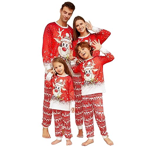 MoneRffi Weihnachten Familie Pyjama Set, Passender Weihnachtspyjama Paare Familien-Schlafanzug, Christmas Nachtwäsche Lang Outfit Winter Damen Herren Kinder Family Schlafanzügeset (46 Herren) von MoneRffi