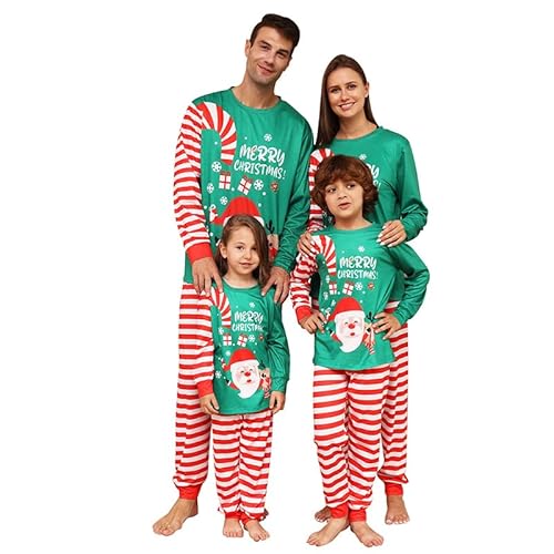 MoneRffi Weihnachten Familie Pyjama Set, Passender Weihnachtspyjama Paare Familien-Schlafanzug, Christmas Nachtwäsche Lang Outfit Winter Damen Herren Kinder Family Schlafanzügeset (47 Damen) von MoneRffi