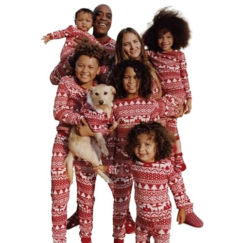 MoneRffi Weihnachten Familie Pyjama Set, Passender Weihnachtspyjama Paare Familien-Schlafanzug, Christmas Nachtwäsche Lang Outfit Winter Damen Herren Kinder Family Schlafanzügeset (50 Baby) von MoneRffi