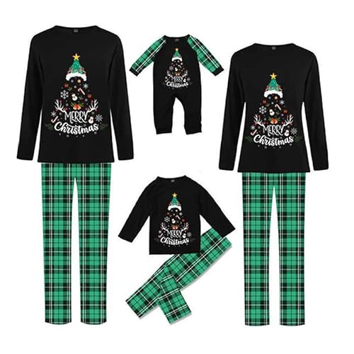 MoneRffi Weihnachten Familie Pyjama Set, Passender Weihnachtspyjama Paare Familien-Schlafanzug, Christmas Nachtwäsche Lang Outfit Winter Damen Herren Kinder Hausanzug Family Schlafanzügeset 09,Damen von MoneRffi