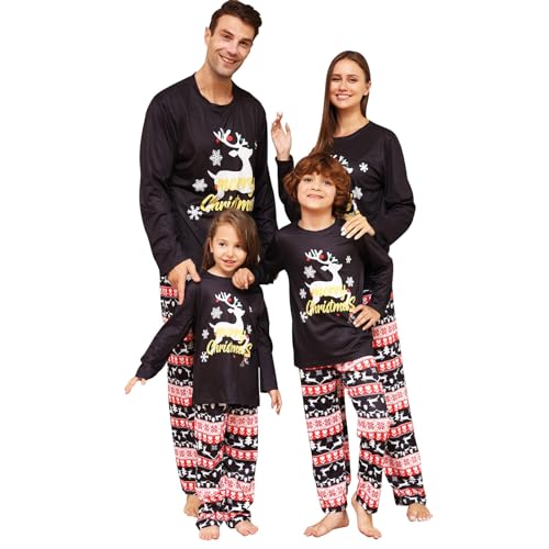 MoneRffi Weihnachts Pyjama Familie Set,Matching Christmas Pyjama Couples Set,Weihnachtspyjama Familie Outfit Weihnachten Schlafanzug(Christmas Pajamas-32,Kinder,14 Jahre) von MoneRffi