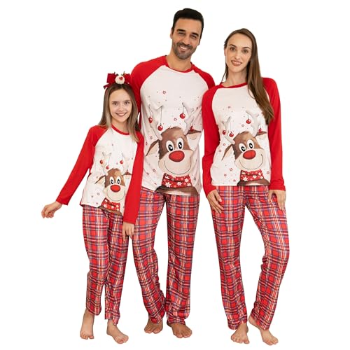 MoneRffi Weihnachts Pyjama Familie Set,Matching Christmas Pyjama Couples Set,Weihnachtspyjama Familie Outfit Weihnachten Schlafanzug für Damen Herren Kinder(Christmas-01,Baby,9-12 Monate) von MoneRffi