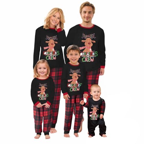 MoneRffi Weihnachts Pyjama Familie Set,Matching Christmas Pyjama Couples Set,Weihnachtspyjama Familie Outfit Weihnachten Schlafanzug für Damen Herren Kinder(02,Kinder,8 Jahre) von MoneRffi