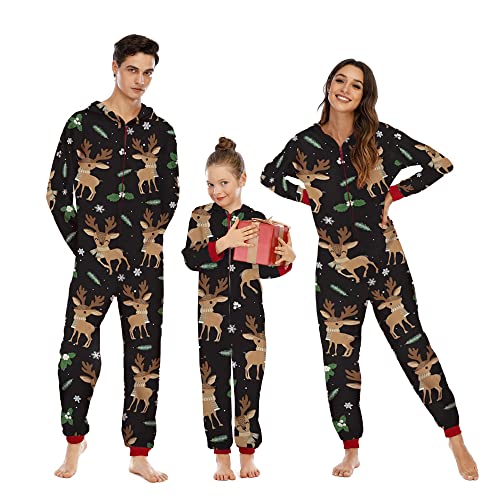 MoneRffi Weihnachts Pyjama Familie Set,Matching Christmas Pyjama Couples Set,Weihnachtspyjama Familie Outfit Weihnachten Schlafanzug für Damen Herren Kinder(Christmas-09,Damen,XL) von MoneRffi