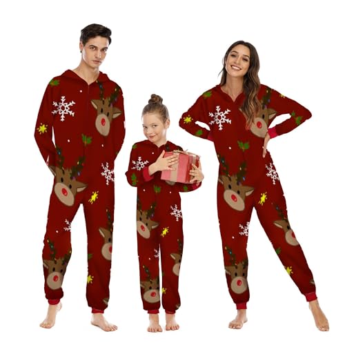 MoneRffi Weihnachts Pyjama Familie Set,Matching Christmas Pyjama Couples Set,Weihnachtspyjama Familie Outfit Weihnachten Schlafanzug für Damen Herren Kinder(10,Herren,XL) von MoneRffi