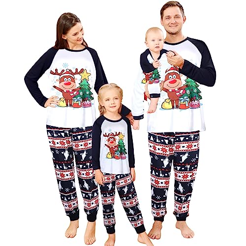 MoneRffi Weihnachts Pyjama Familie Set,Matching Christmas Pyjama Couples Set,Weihnachtspyjama Familie Outfit Weihnachten Schlafanzug für Damen Herren Kinder(Christmas-35,Damen,M) von MoneRffi