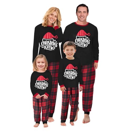 MoneRffi Weihnachts Pyjama Familie Set,Matching Christmas Pyjama Couples Set,Weihnachtspyjama Familie Outfit Weihnachten Schlafanzug für Damen Herren Kinder(36,Kinder,10 Jahre) von MoneRffi