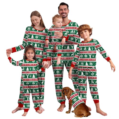 MoneRffi Weihnachts Pyjama Familie Set,Matching Christmas Pyjama Couples Set,Weihnachtspyjama Familie Outfit Weihnachten Schlafanzug für Damen Herren Kinder(44,Damen,L) von MoneRffi