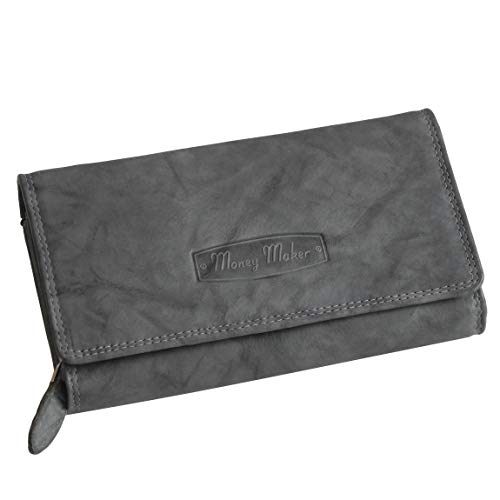 Jennifer Jones Klassische langformat Damen Lederbörse Geldbörse Portemonnaie - präsentiert von ZMOKA® in versch. Farben ... (Grau) von Money Maker - präsentiert von ZMOKA