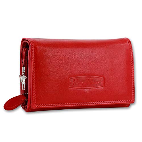 Damen Leder Geldbörse Damen Portemonnaie Damen Geldbeutel - Lang Rot Leder von Money Maker