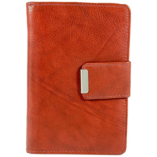 Money Maker Damen Leder Geldbörse Portemonnaie mit Reigel 509B, Farbe:Orange von Money Maker