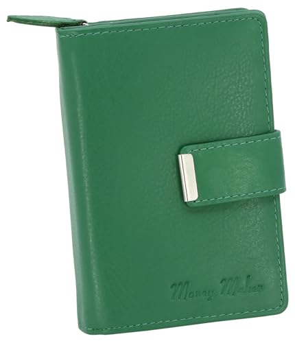 Money Maker Damen Leder Geldbörse handlicher Geldbeutel aufklappbar mit vielen Fächern (Grün) von Money Maker