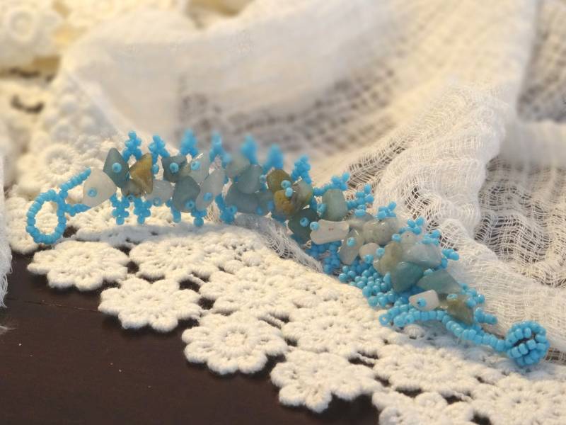 Boho Armkette Türkis Perlen Armband Hippy Steinchen Damen Handmade von MoniCasaExclusive