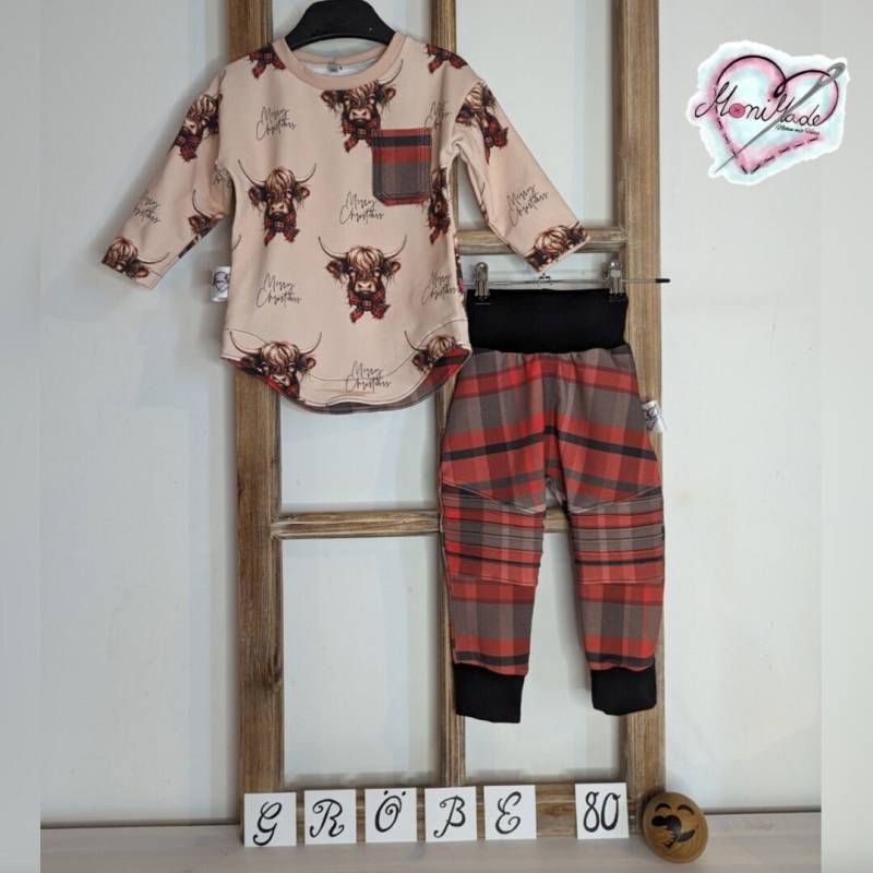 Highland Cow Set/Basic Shirt/Chilly Hose/Größe 80+86/Weihnachtsoufit von MoniMadeShop