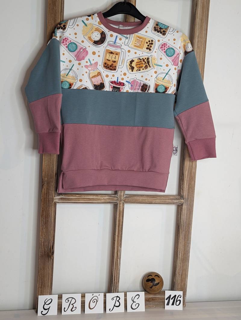 Mini Diggy "Bubbletea"/Mint/Altrosa/98/116/Hoodie von MoniMadeShop