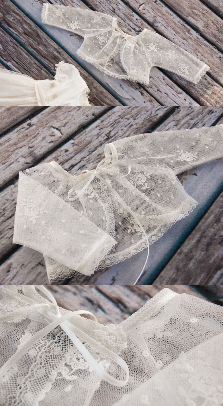 Baby Spitze Bolero Für Die Taufe Oder Andere Zeremonie in Der Farbe Antik Weiß Und Von Weiß-Hochzeit Mädchen Kleid von MonikaVenika