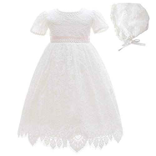 Monimo Baby Mädchen Taufbekleidung Kleid 2PCS Prinzessin Bow Festkleidkleid Länge bis zum Boden von Monimo