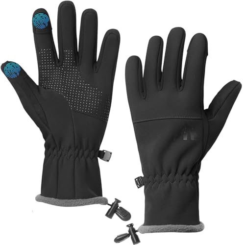 Monimo Winterhandschuhe Damen Fahrradhandschuhe Wasserdicht mit Touchscreen für Fahren Laufen Workout Wandern Sport, Schwarz, M von Monimo