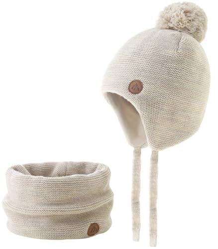 Monimo Wintermütze Kinder Warm Earflap Mädchen & Jungen Wintermütze Beanie Mix-beige 51CM ST von Monimo