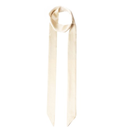 Monique Frauen lange schmale seidige Band Schal Krawatte Schal Choker Gürtel, Beige, Einheitsgröße von Monique