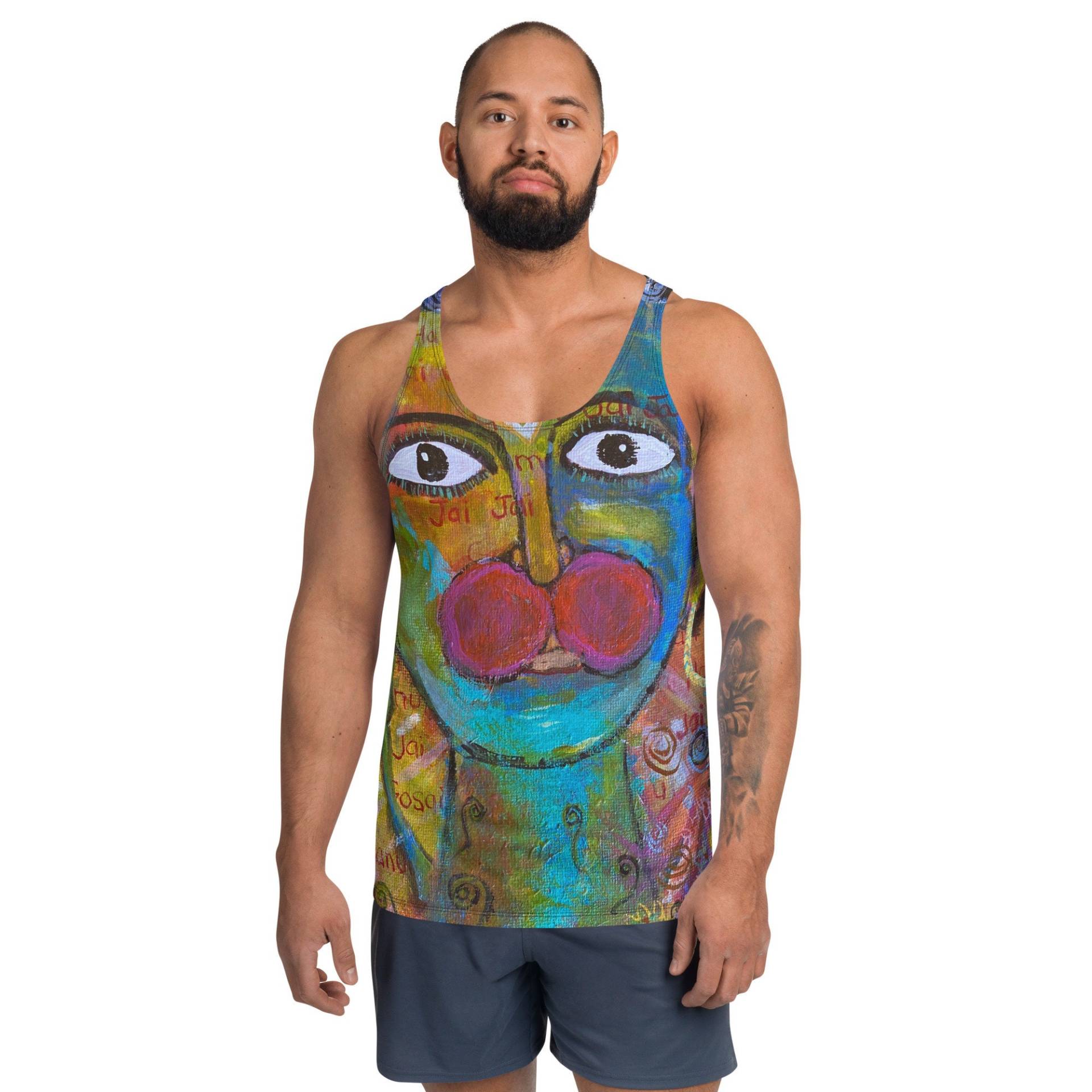 Hanuman Tank Top | Abstraktes Shirt Herren Jai Kurzärmeliges Sommershirt Hanuman Tank Top | Abstraktes Shirt Herren Jai Kurzärmeliges Sommershirt von MoniqueParkerStudios