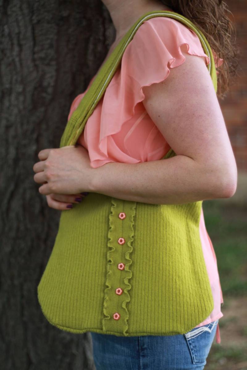 Frühling Grün Geldbörse Wollfilz Handtasche Chartreuse Umhängetasche Gefilzte Gefüttert Sommer von MoniquesFeltUniques