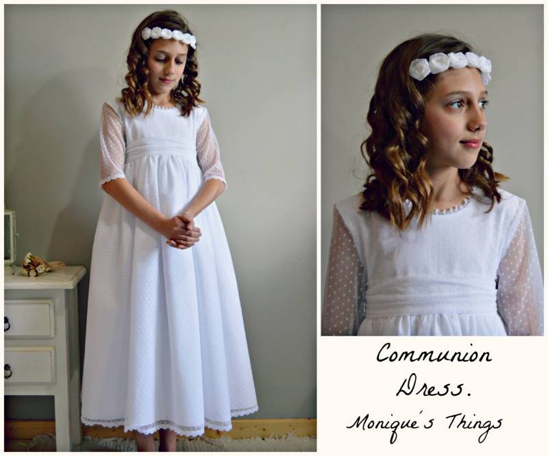 Kommunion Mädchenkleid Aus Weißem Tüll Mit Schärpe Und Weißer Spitze. Maßgeschneidertes Erstkommunionkleid in Spanien. Hohe Qualität Kommunion Mädchenkleid Aus Weißem Tüll Mit Schärpe Und Weißer Spitze. Maßgeschneidertes Erstkommunionkleid in Spanien. Hohe Qualität von Moniquesthingsshop