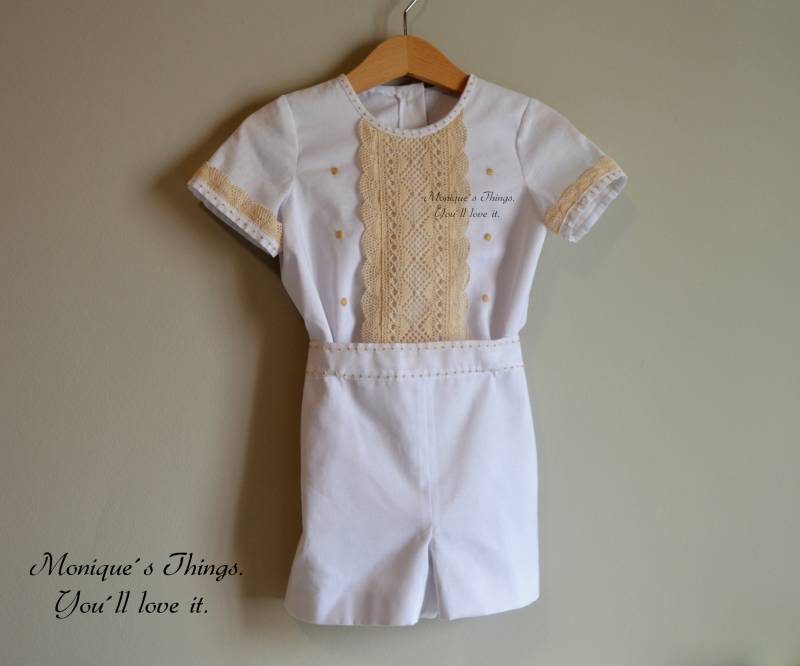 Pedro.(-1T Bis 6J Junge.hemd Und Shorts.kaiserlicher Batist, Klöppelspitze.gestalten Sie Ihr Eigenes Outfit.zeremonie, Besonderer von Moniquesthingsshop