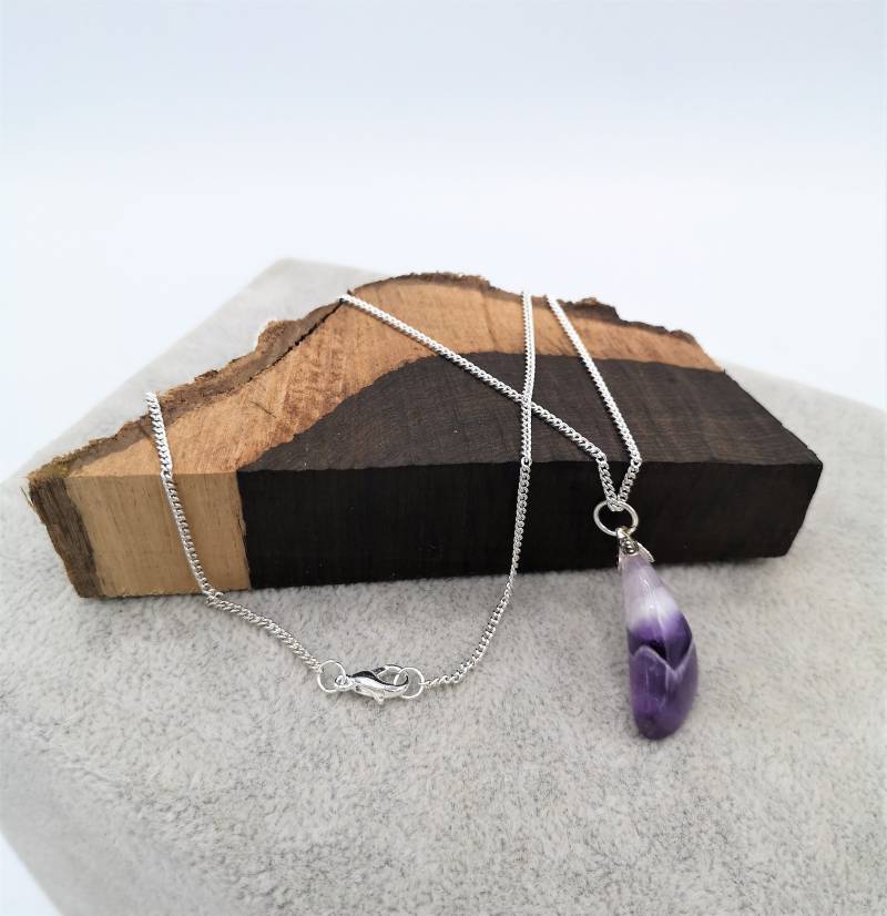 Edelsteinschmuck - Anhänger Amethystquarz H 28 Mm B 11 Feine Gliederkette 925 Silber L = 50 Muttertag Geburtstag von MonisKunstladen