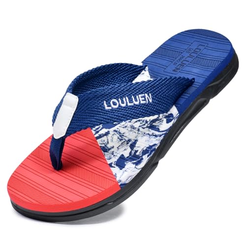 Monissy Bequeme Herren Badelatschen Männer Slipper Zehentrenner Flipflops V2 Sandalen für Freizeit Beach Strand Urlaub Surfen Schwimm erwachsene Hausschuhe Sommer Slides Blau, 45 von Monissy