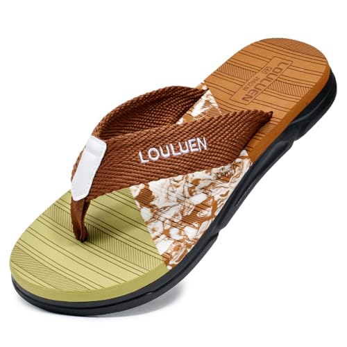 Monissy Bequeme Herren Badelatschen Männer Slipper Zehentrenner Flipflops V2 Sandalen für Freizeit Beach Strand Urlaub Surfen Schwimm erwachsene Hausschuhe Sommer Slides Braun, 45 von Monissy