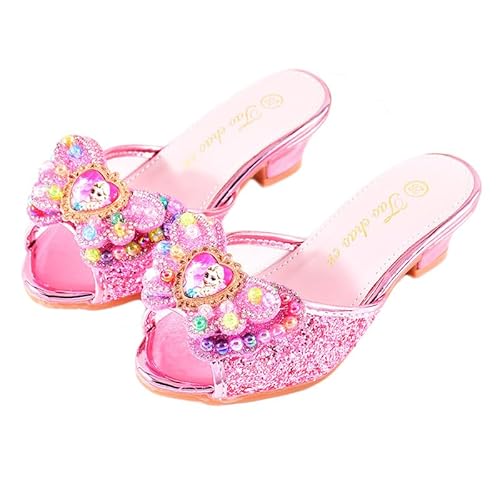 Monissy Elsa Sandalen für Mädchen Kinder Hausschuhe mit Absatz Pumps High Heels Schuhe Hausschuhe für Verkleidung Freizeit Alltag Verkleidung Cosplay Geschenk Weihnachten, Rosa, 27 von Monissy