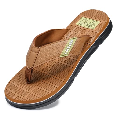 Monissy Herren Sommer Flipflops Männer Surfen Zehentrenner Pantoffeln Slides Hausschuhe für Geschenk Urlaub Strand Pool Hawaii Beach Schwimm Wandern Spaziergang, Braun, 39 von Monissy
