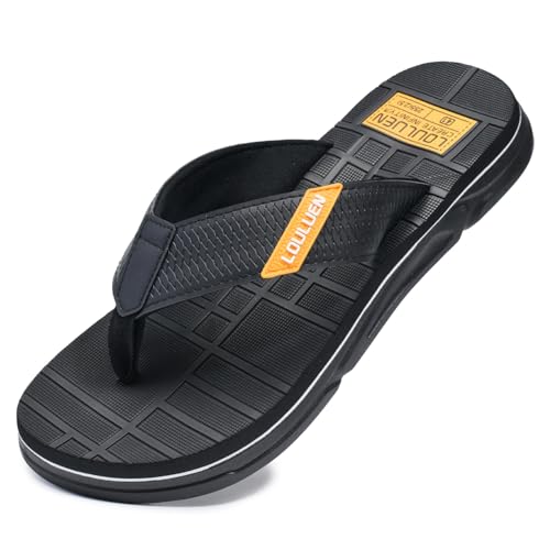 Monissy Herren Sommer Flipflops Männer Surfen Zehentrenner Pantoffeln Slides Hausschuhe für Geschenk Urlaub Strand Pool Hawaii Beach Schwimm Wandern Spaziergang, Schwarz, 44 von Monissy