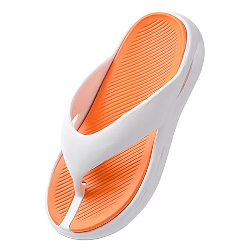 Monissy Herren Sommer Zehentrenner Männer Badelatschen Flipflops V2 Sandalen für Erwachsene Slides Hausschuhe für Strand Camping Urlaub Beach Surfen Schwimm Pool Wasserpark, Orange, 45 von Monissy
