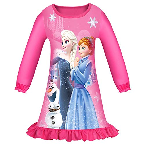 Monissy Mädchen Schlafanzug Langarm Pajamas für Kinder Baumwolle Winter einteiliger ELSA Kleidung Homewear Hauskleidung Nachtwäsche für Geschenk Zuhause Freizeit Weihnachten, Rosa, 120 von Monissy