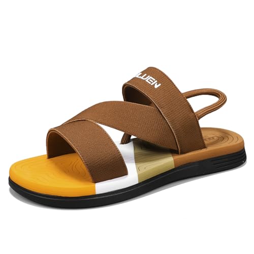 Monissy Männer Zehentrenner Herren Hausschuhe Badelatschen Jungen Strandschuhe V2 Sandalen Flipflops Pantoffeln Slides Freizeit Urlaub Schwimm Hawaii Beach Surfen Pool Wasserpark, Braun, 39 von Monissy