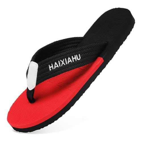 Monissy Sommer Herren Zehentrenner Männer Flipflops EVA Pantoffeln Jungen Hausschuhe V2 Sandalen Badelatschen für Strand Urlaub Geschenk Beach Hawaii Beach Surfen Schwimm Pools, Rot, 44 von Monissy